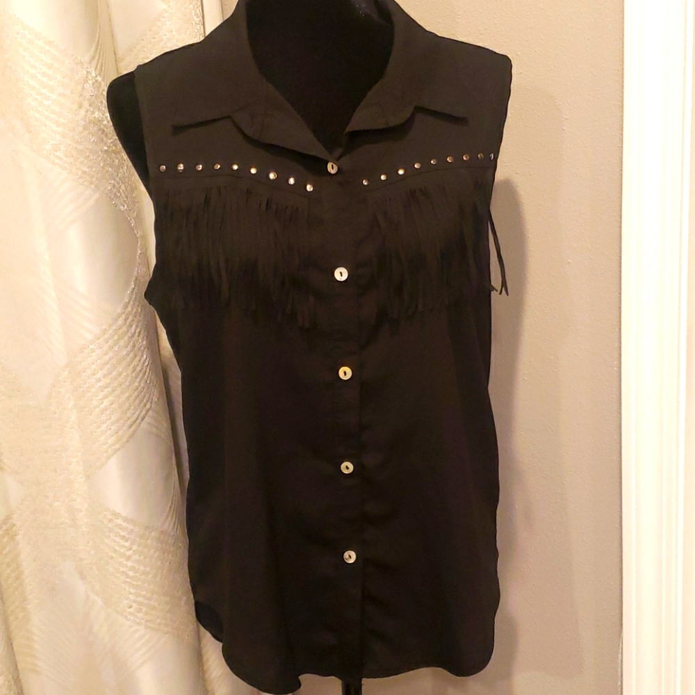 Living Doll Fringe Button Up